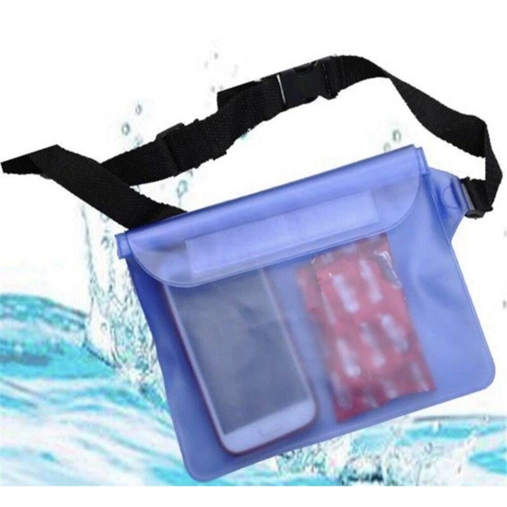 Waterproof Pouch for Phone with Pocket Fanny Pack with Waist Strap Blue